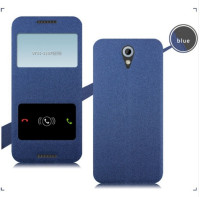 Кожен калъф тип тефтер и стойка S-View за HTC DESIRE 620G тъмно син